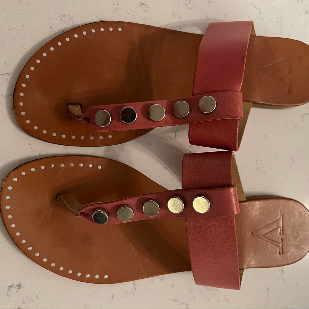 Women's Pink Leather Sandals